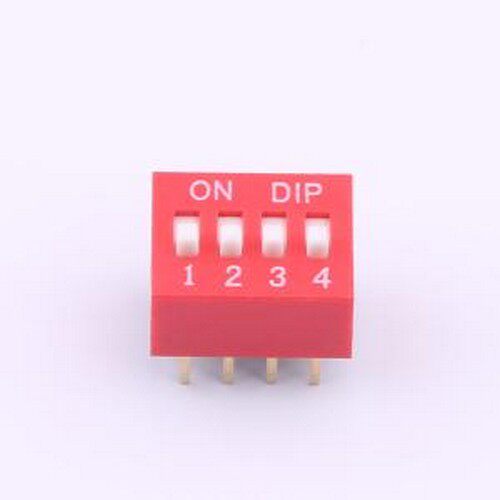 BX-DS2.54-4PZC 拨码开关 DSE 2.54直插平拨红色4位 间距2.54mm