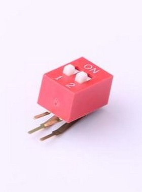 TM-02 拨码开关 拨码开关红色02P-90度插脚2PIN间距2.54mm立式侧