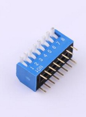 DP-8-B-T 拨码开关 2.54mm间距 8位 琴键式 直插侧拨 蓝色 拨码开