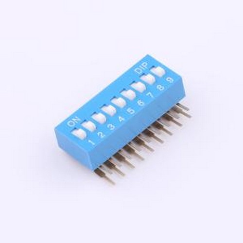 DA-09-B 拨码开关 拨码开关2.54mm间距,弯脚90度侧插 蓝色 9PIN/