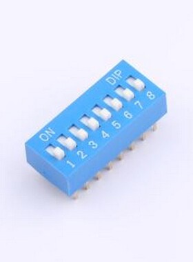DS-08-B 拨码开关 拨码开关2.54mm间距,蓝色8PIN/位 直插 正拨平