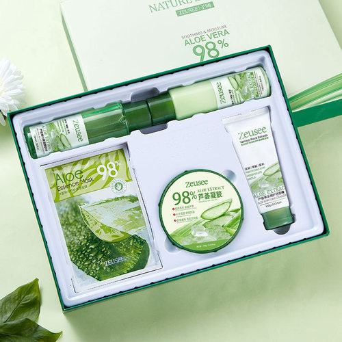 Zeusee/子晞芦荟护肤5件套保湿补水面部护理套装套盒礼盒装男女