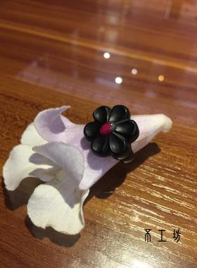 桃花韵戒指紫光檀手工独立设计