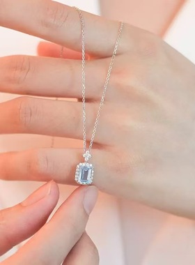 s925纯银蓝色香水瓶项链