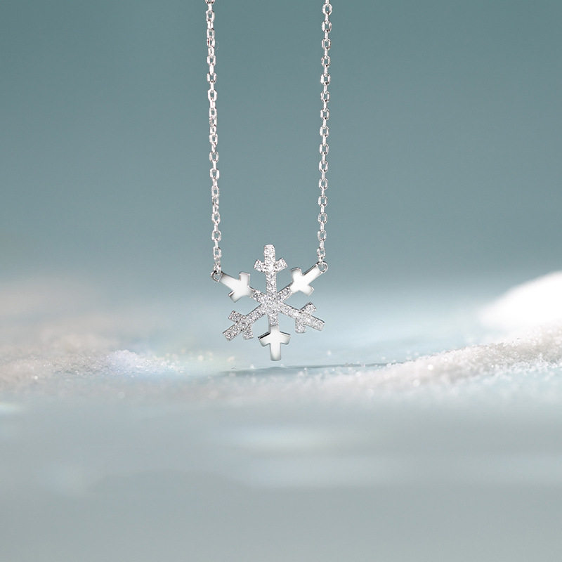 简约雪花项链女小众设计高级感