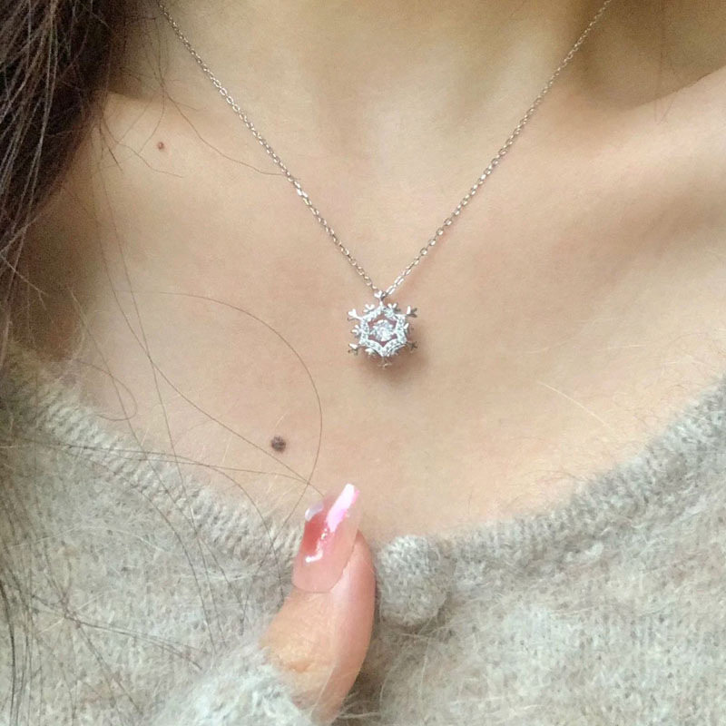 雪花吊坠项链女轻奢小众设计跳动