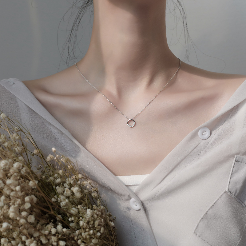 几何方形项链女小众设计