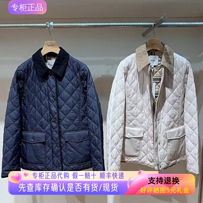 哈吉斯Hazzys正品菱形格棉服女2025秋冬新品翻领外套ASSSU0CCU21