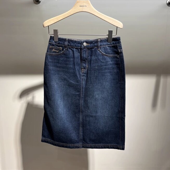 哈吉斯商场同款中裙半身裙牛仔裙