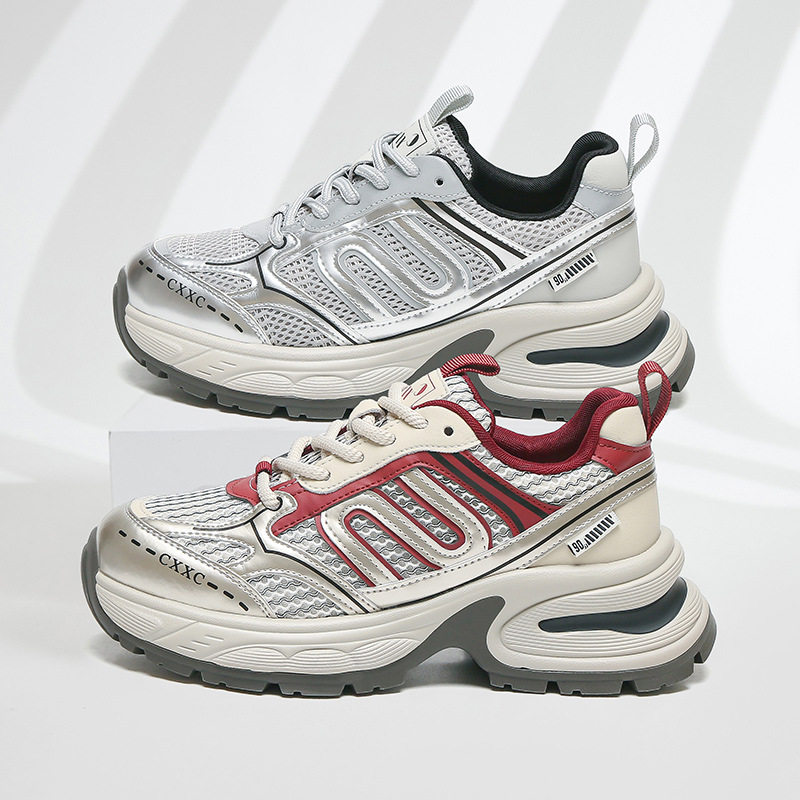 2024新年红色老爹鞋女 撞色休闲厚底运动跑步鞋ins增高百搭女鞋子,流行男鞋,时尚休闲鞋,淘宝优惠券,粉丝福利购,淘宝优惠卷