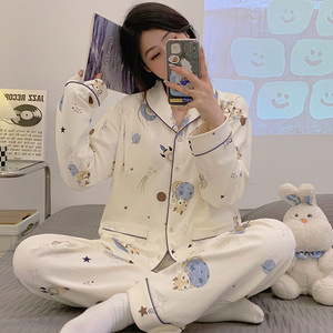 十月结晶月子服纯棉a类方便夏季薄款产妇哺乳孕妇睡衣春秋孕期