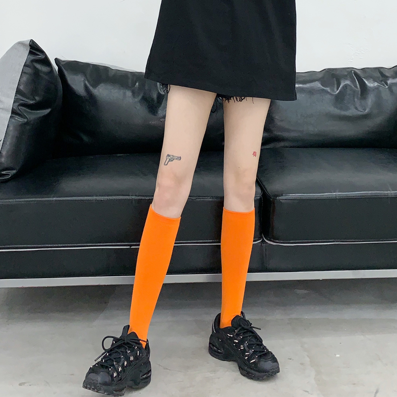 黑中筒天鹅绒ins潮风韩国及膝袜