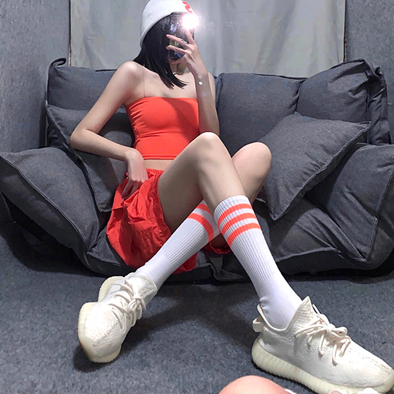 压力瘦腿潮袜条纹中高筒长小腿袜