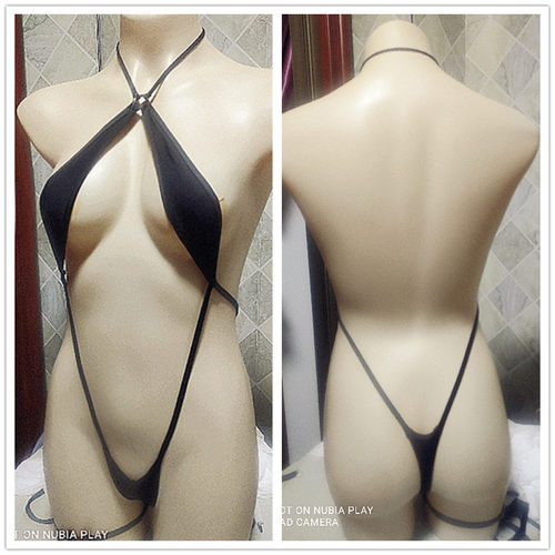 丁字夹臀贴身单层凸点泳衣