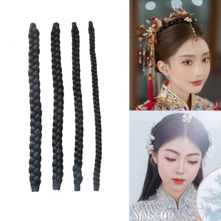 中国风新娘结婚秀禾造型短假发辫子复古中式盘发可发箍焊头软辫子
