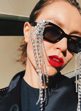 护目方形欧美男女水钻太阳镜