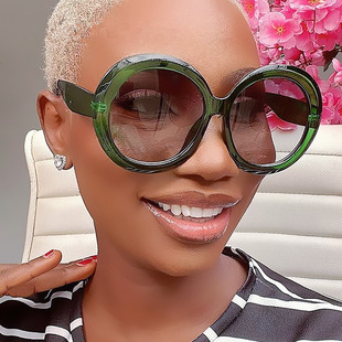 欧美ins跨境新款眼镜时尚圆形大框太阳镜女户外潮墨镜sunglasses