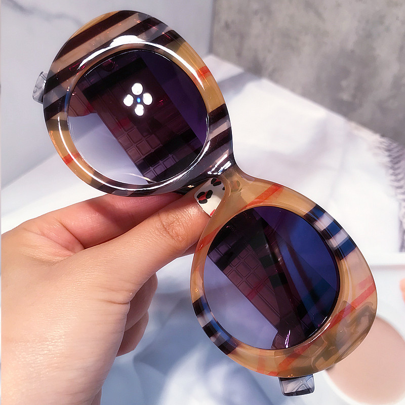 欧美街拍ins彩色太阳镜时尚潮流跨境墨镜圆框复古眼镜sunglasses