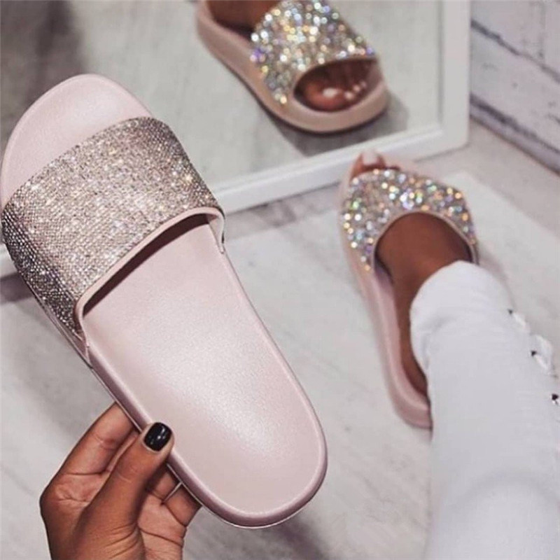 тапки женские 2020 时尚水钻拖鞋 women's slippers