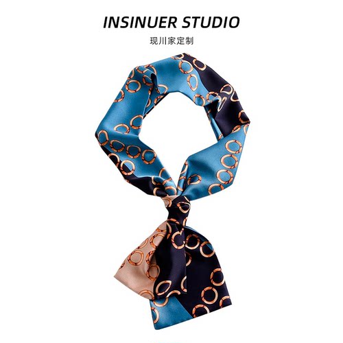 「高级感」空姐气质细窄小丝巾