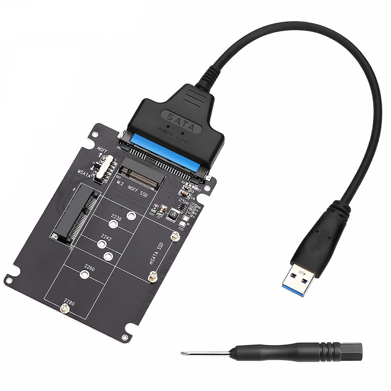 M.2 NGFF MSATA二合一转SATA串口 USB3.0转接盒线SSD固态硬盘盒套-封面