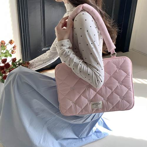 14寸粉色蝴蝶结笔记本电脑包单肩