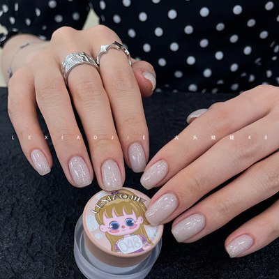 乐小姐大头娃娃48珍珠细闪乳白色光疗指甲油胶爆闪流行珠光美甲店