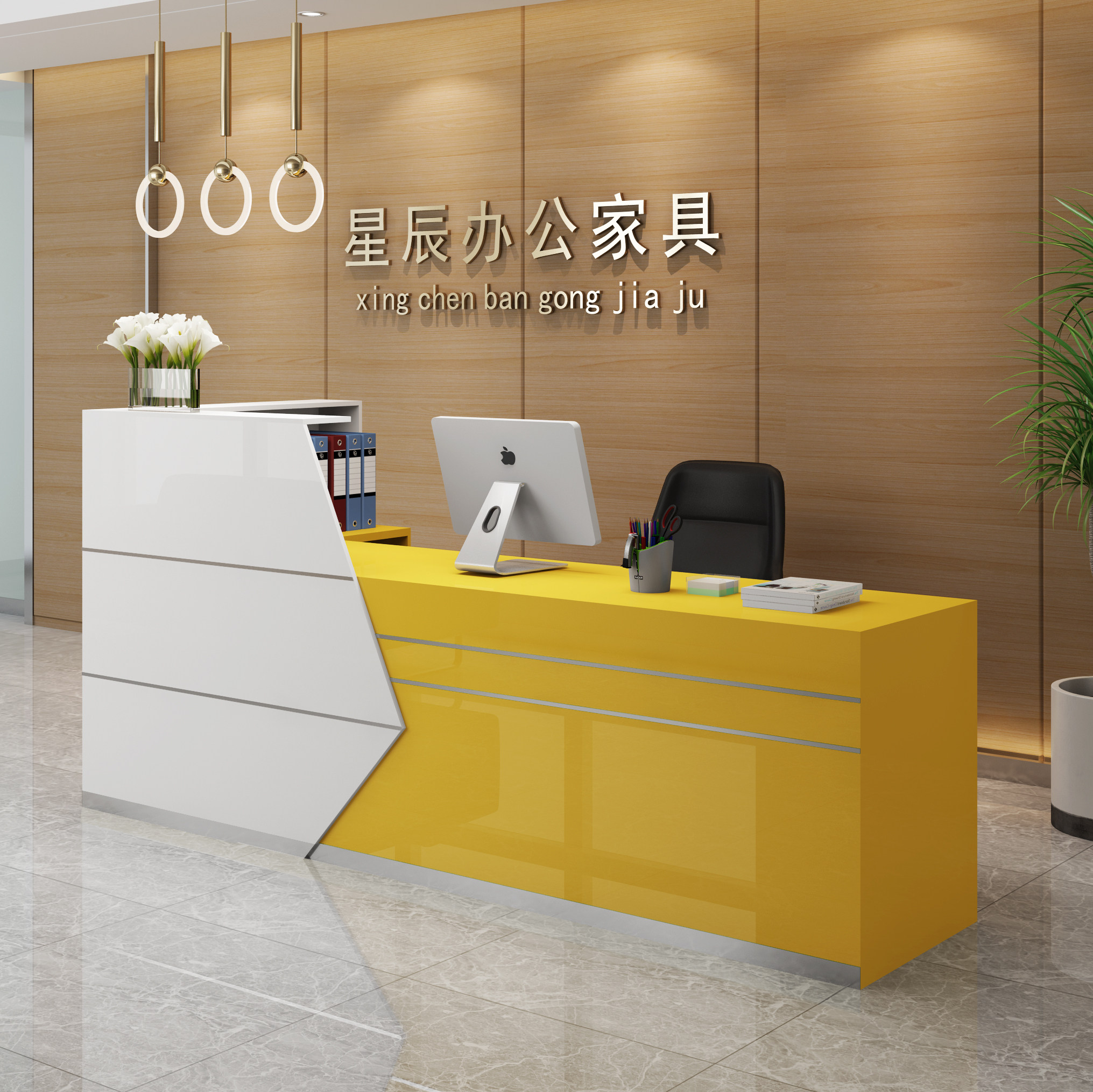 公司前台接待台前台桌服装吧台培训学校美容奶茶吧台拐角收银台