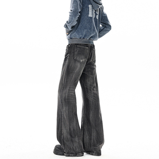 男加长版 秋冬款 高个子裤 高街微喇裤 子190cm115美式 闪电纹牛仔裤