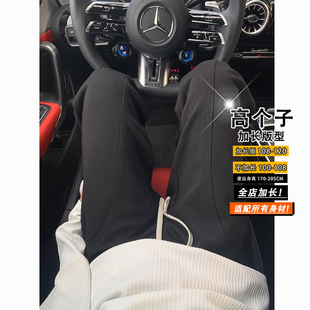 纯黑色休闲裤高个子卫裤斜切弯刀男裤加长版运动裤重磅垂感微喇裤