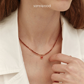 复古红色氛围气质颈饰 金沙石串珠项链女新款 sanswood 午夜巴黎