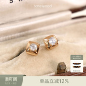 sanswood森吾 莫桑石耳钉女超闪仿真钻耳环精致轻奢纯银耳饰 暮