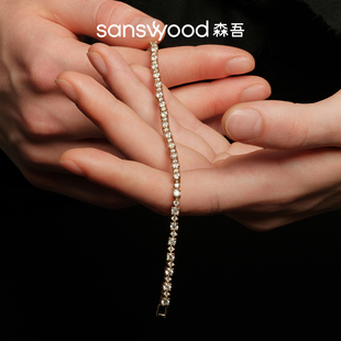 sanswood森吾 香槟金满钻手链纯银轻奢超闪莫桑石手串 月光手札
