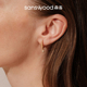 sanswood森吾 拉丝小球耳环磨砂复古灵动闪耀球球耳圈女 星光绣