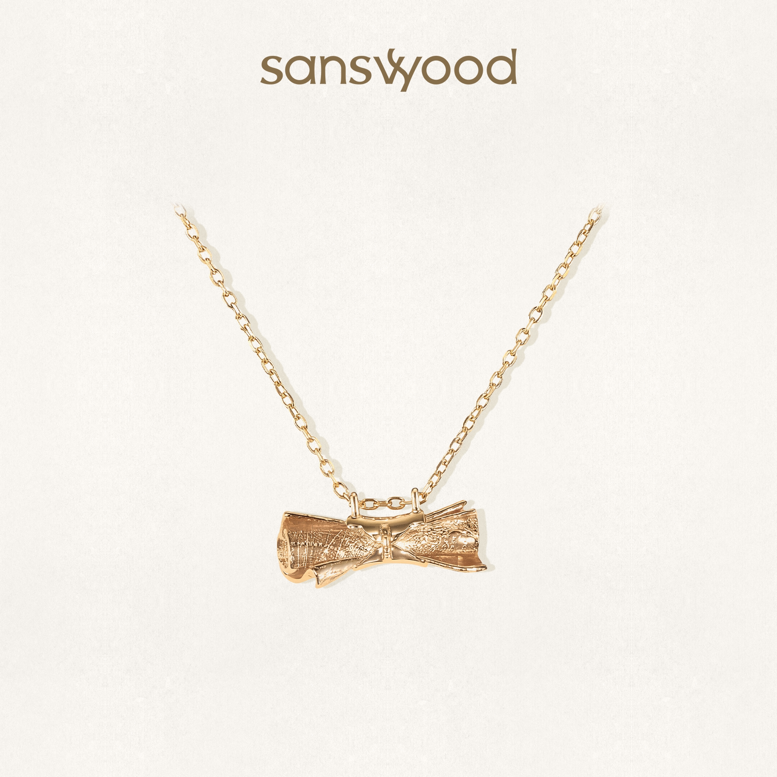 sanswood森吾《卷宙》羊皮卷吊坠项链原创设计复古金质感锁骨链女
