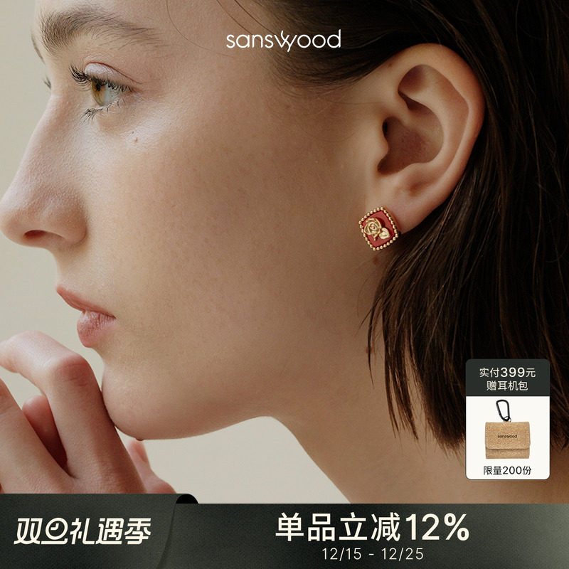 生日礼物气质红玛瑙耳钉送女友