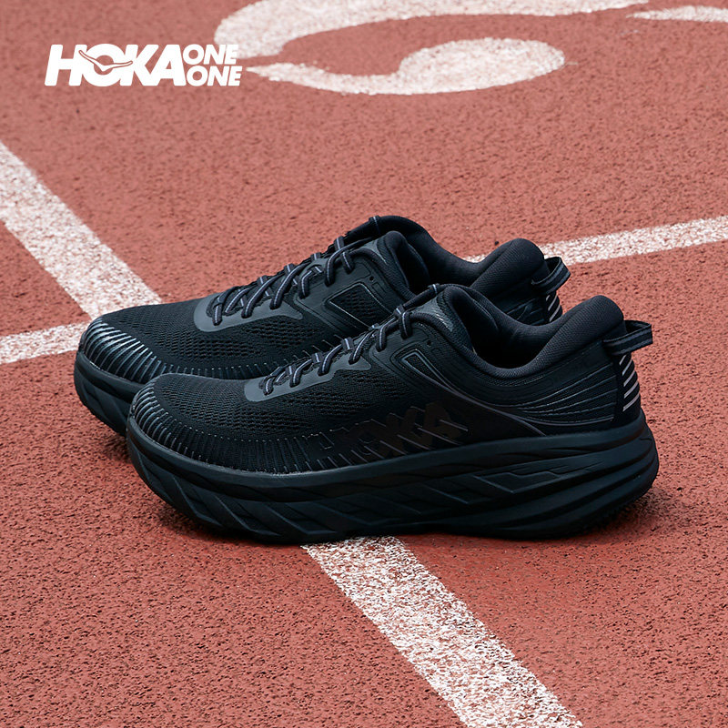 Hoka one one男鞋 bondi 7 新款黑色运动鞋缓震低帮专业跑步鞋图片