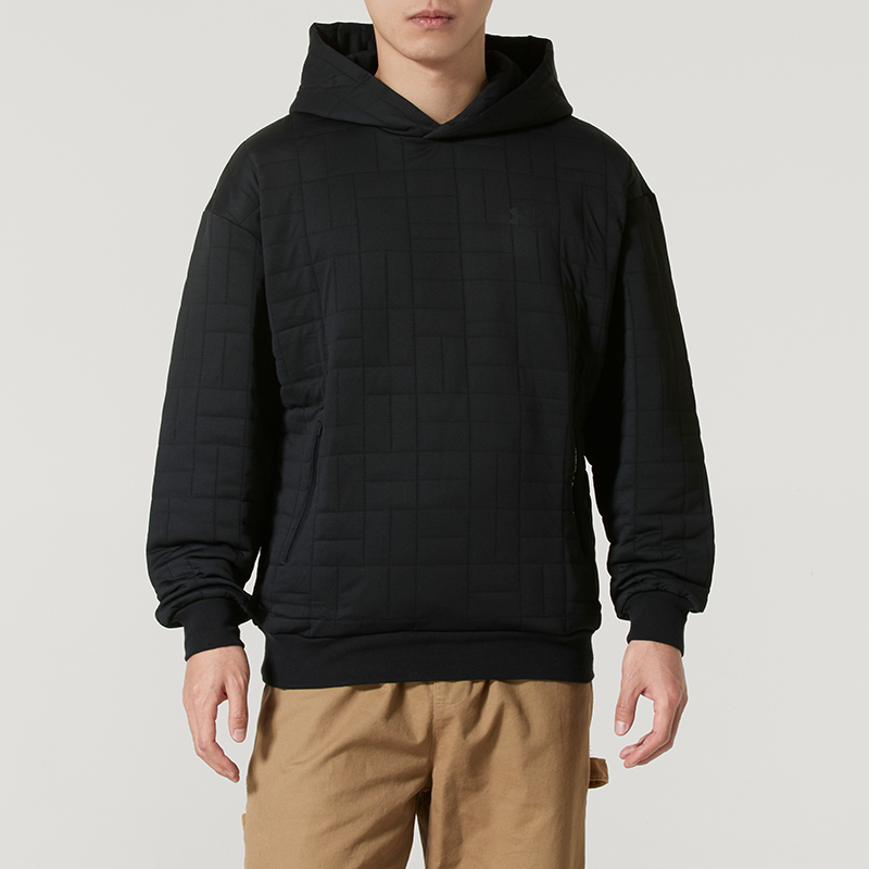 安德玛红色卫衣男运动服跑步健身训练透气休闲连帽套头衫6003867