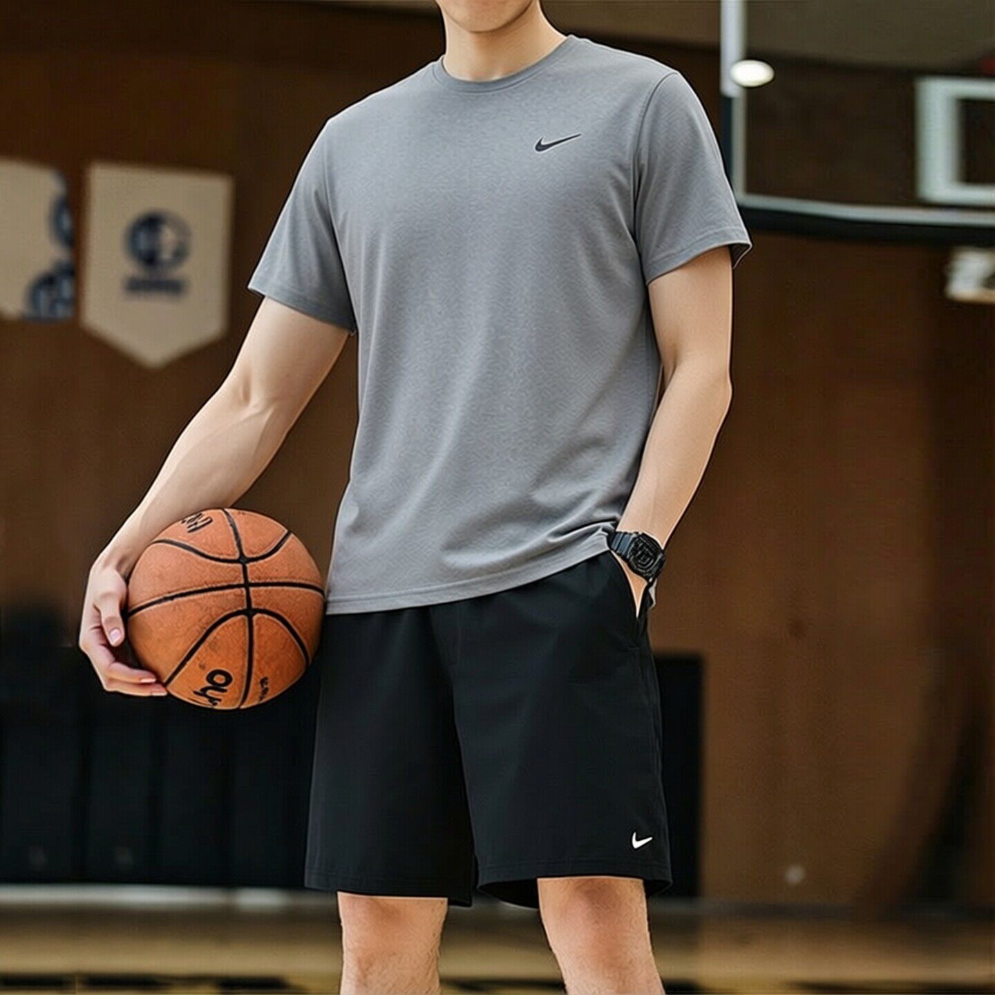 茵特 |NIKE耐克男装2026新款灰色速干T恤短袖休闲上衣宽松运动服