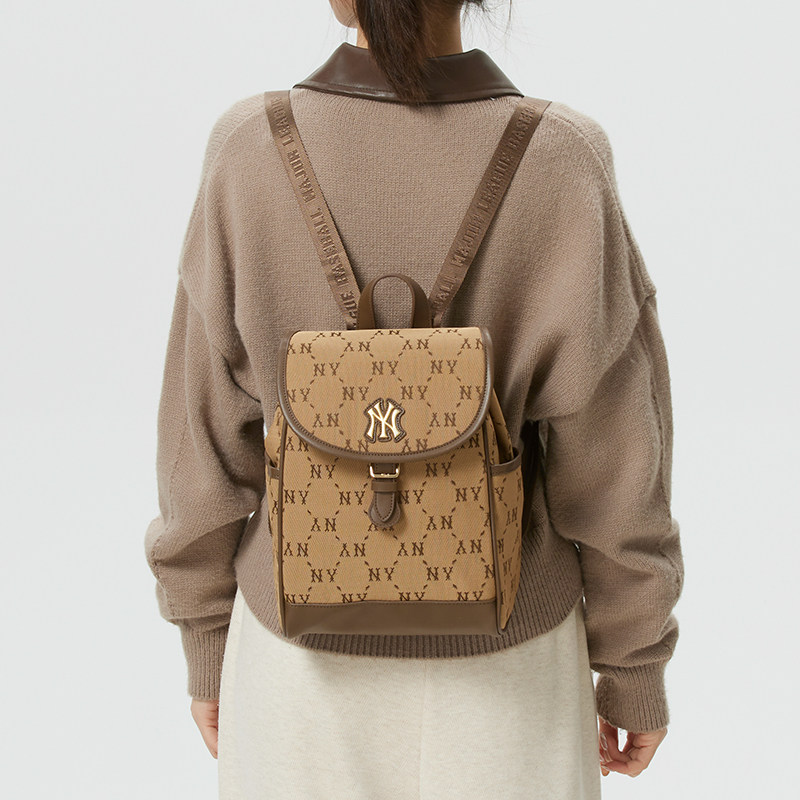 MLB儿童背包 2026新款钻石老花双肩包男包女包休闲运动包学生书包