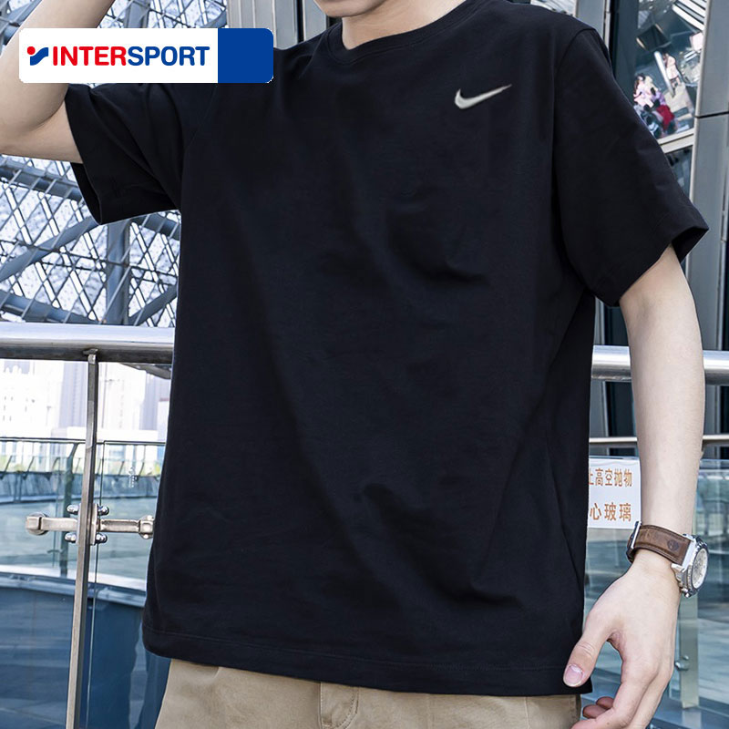 NIKE耐克黑色短袖男2025冬季新款男士运动健身衣半袖跑步速干T恤