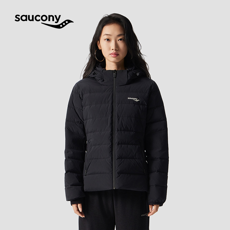 Saucony索康尼官方正品女装短款羽绒服冬季新款防风保暖连帽外套