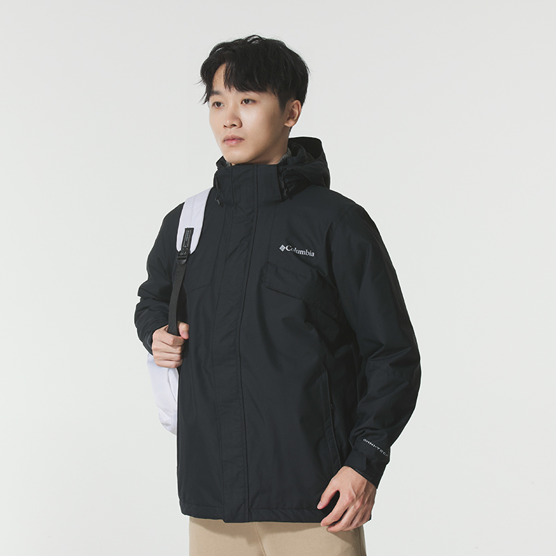 哥伦比亚冲锋衣男士秋冬户外徒步登山运动服摇粒绒内胆三合一外套
