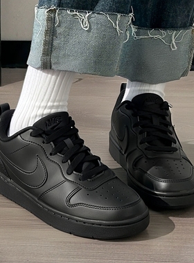Nike耐克女鞋2025冬季新款黑色COURT板鞋运动休闲鞋大童鞋DV5456