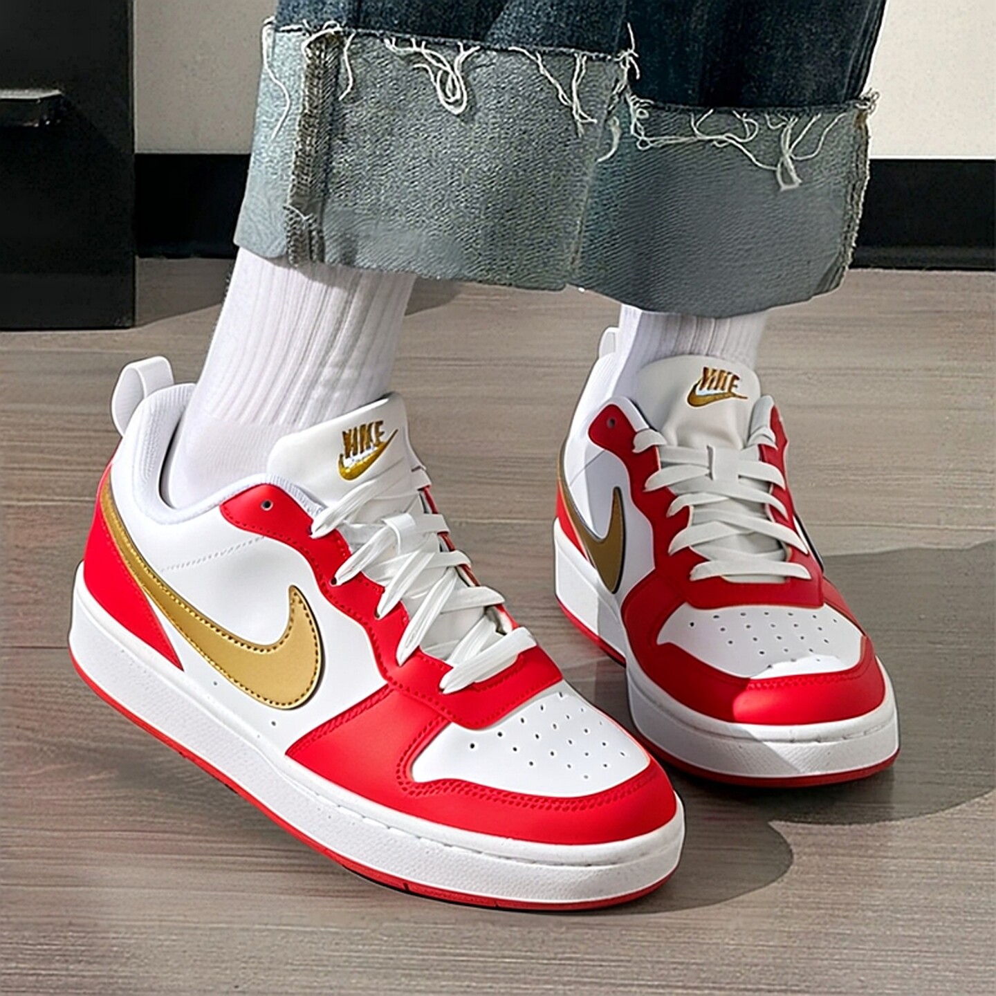 耐克NIKE官方正品板鞋女鞋2025冬季新款运动鞋红色COURT休闲童鞋