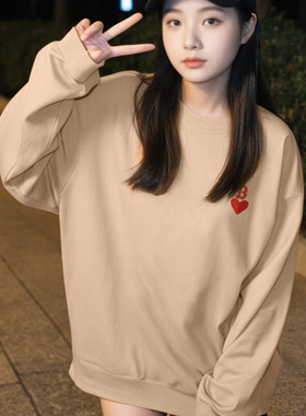 MLB官网宽松卫衣男女装24新款大码长袖运动卡其色套头衫3AMTH9144