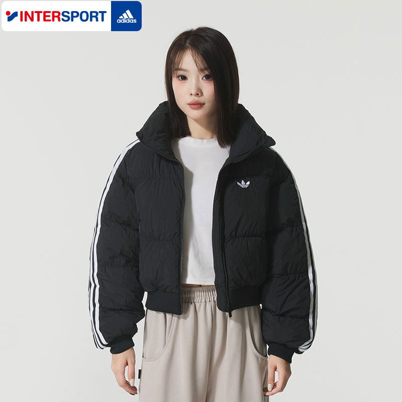 阿迪达斯三叶草女装2025冬季新款运动棉服户外保暖棉袄外套JX2970