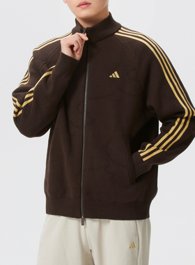 阿迪达斯外套男装2026马年新年款针织开衫运动服休闲夹克KE4060