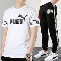 Bộ đồ Puma Hummer nam 2019 hè mới diện đồ thể thao dệt kim thoáng khí chân ngắn tay mặc thường ngày - Thể thao sau quần áo chạy bộ nam