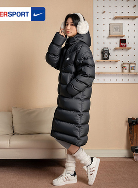 NIKE耐克长款羽绒服女款秋冬新款运动服保暖加厚款外套FB8180-010